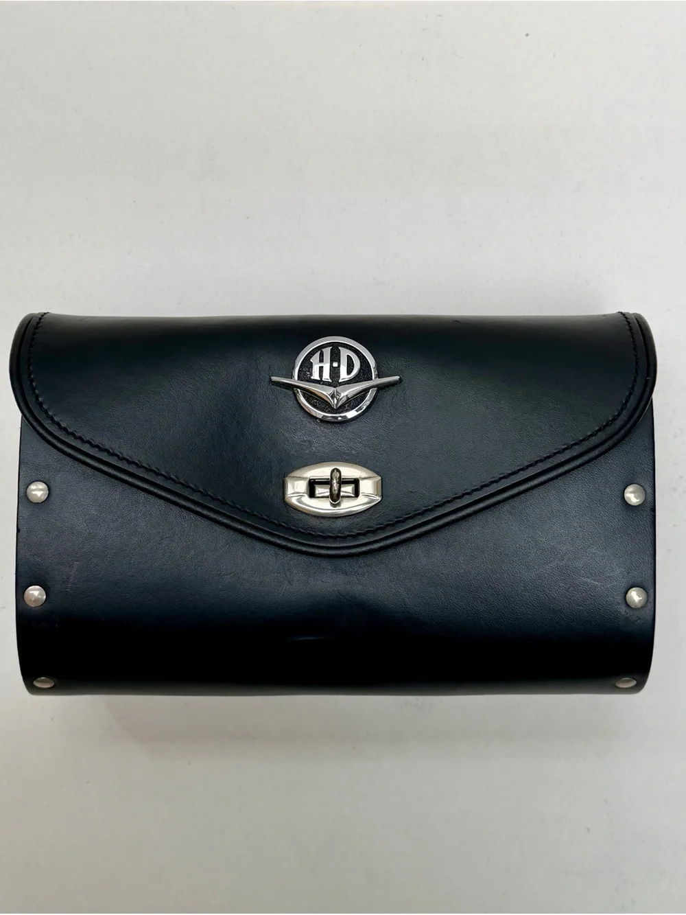 Vintage Harley-Davidson USA Made Black Motorcycle Windshield Bag Chrome Mount